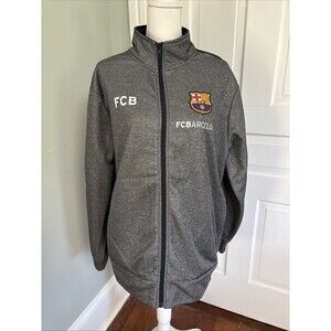 FCB Barcelona Football Soccer Warm Up Full Zip Grey Track Jacket Men’s Large